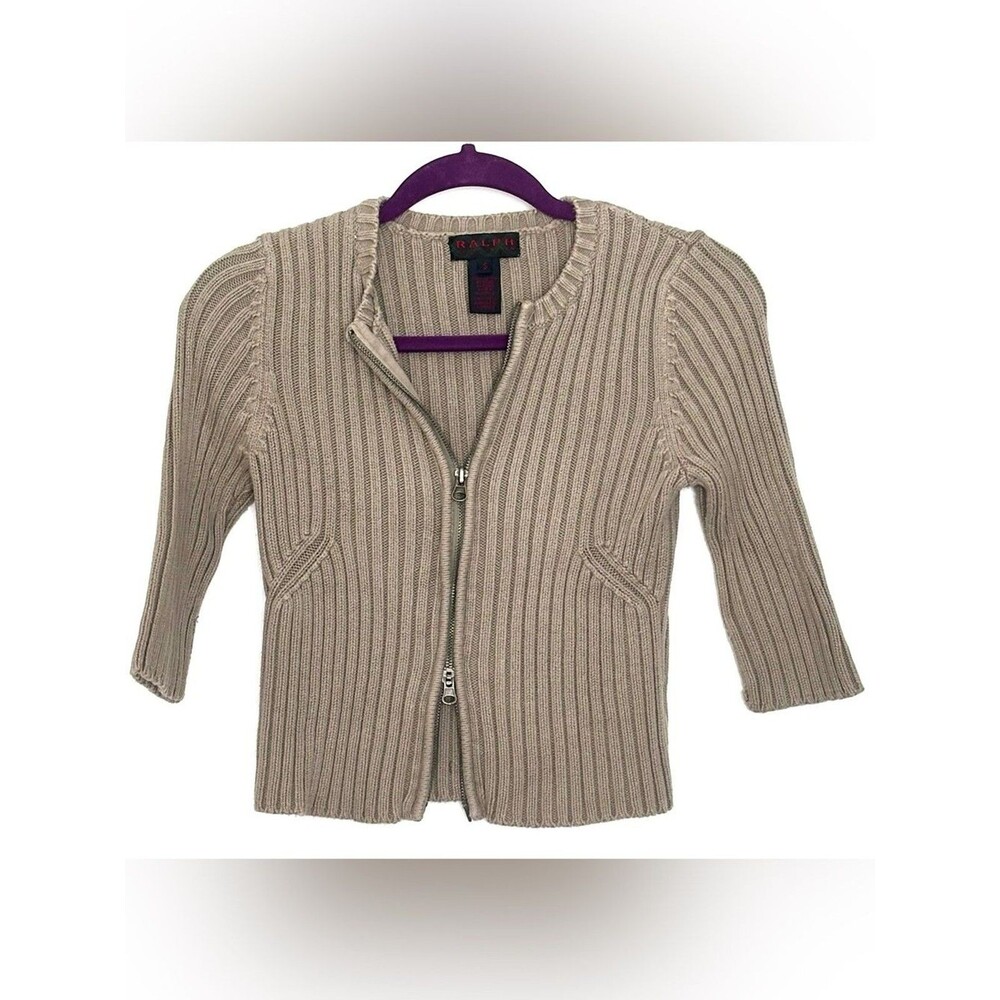 Ralph Lauren Vintage Ribbed Two-Way Zip Cardigan Size S